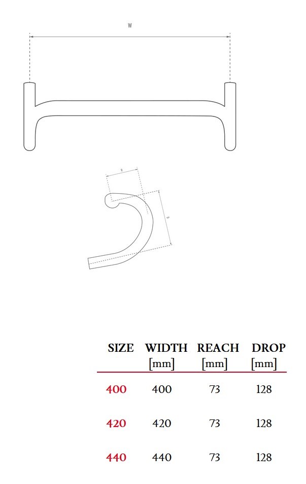 řídítka WILIER BARRA SL - 420 mm - z demontáže